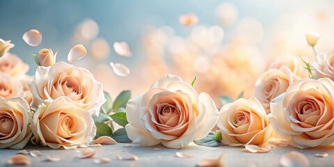 Delicate Peach Roses and Falling Petals A Romantic Floral Arrangement