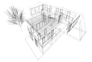 House building sketch architecture 3d rendering