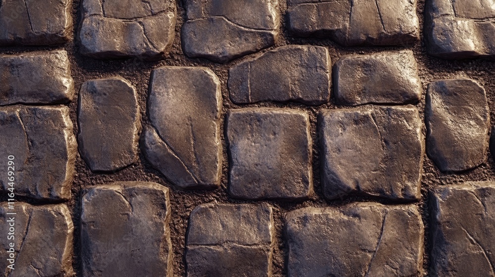 Poster cobblestone pavement texture close up showcasing weathered sidewalk tile pattern for architectural a