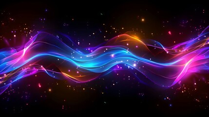 Fototapeta premium Holographic neon curved wave with abstract fluid