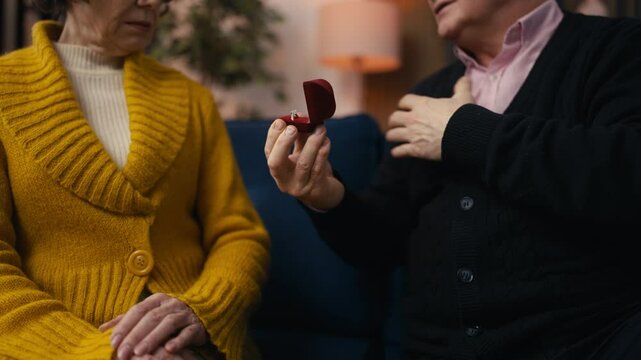 Senior woman declines a marriage proposal, unready for a serious commitment