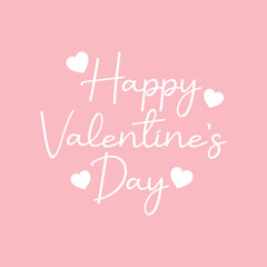happy valentines day card banner poster typography text design pink template vector design with heart shape