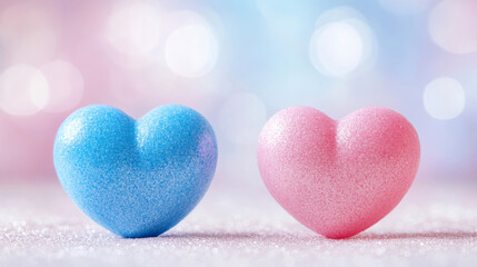 Obraz premium Celebrating love a still life of blue and pink hearts in romantic studio photography