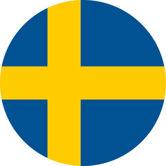 Sweden Circle Flag, Circle Flag of Sweden, Vector Images