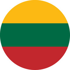 Lithuania Circle Flag, Circle Flag of Lithuania, Vector Images
