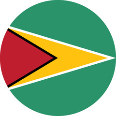 Guyana Circle Flag, Circle Flag of Guyana, Vector Images