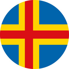 Åland Islands Circle Flag, Circle Flag of Åland Islands, Vector Images