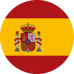 Spain Circle Flag, Circle Flag of Spain, Vector Images
