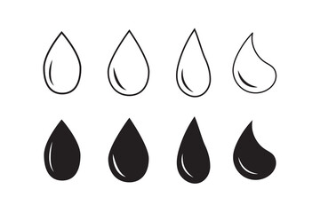 Drop, water droplet vector icon set for website design, app, ui, isolated on white background. Vector illustration.