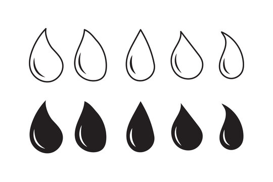 Set of Water drop icon collection. Flat droplet symbol. Vector Illustration.