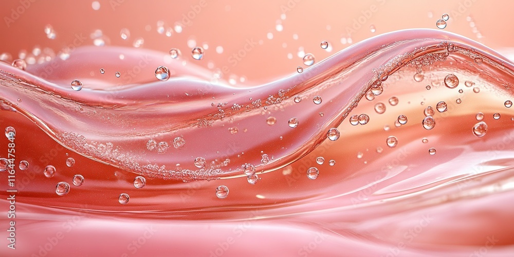 Poster flowing water waves create bubbles and reflections in a serene setting during golden hour