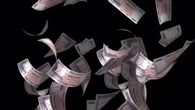 Money Filling From Top Animation 4K On Alpha
