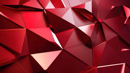Obraz premium Modern Red Metallic Polygon Pattern with Gradient Reflections and Bokeh for a Futuristic Visual Statement