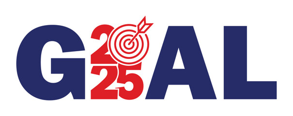 New Year realistic target and goals with symbol of 2025 Target concept for new year 2025