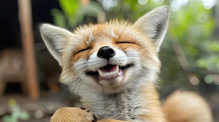 A Happy Red Fox Kit Smiles Joyfully