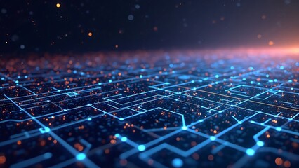 Obraz premium Abstract Digital Network, Futuristic Circuit Board with Glowing Lines and Connections