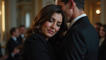 Engaged couple sharing a heartfelt moment surrounded by elegant ambiance and soft candlelight, capturing the essence of love and commitment.