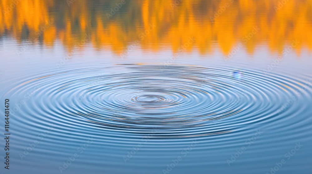 Poster water ripples in a calm lake, reflecting subtle patterns of light and color