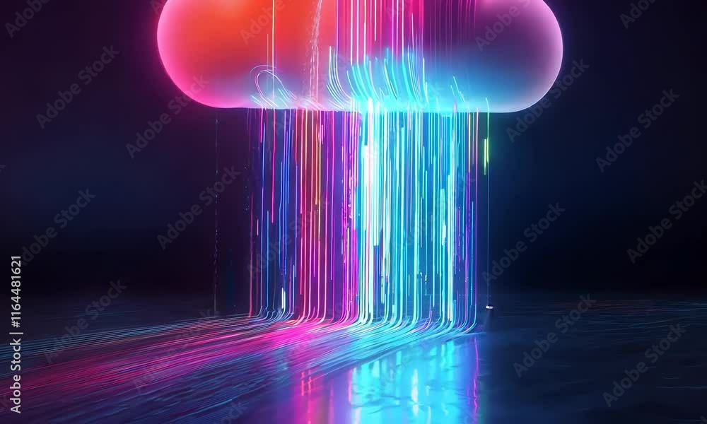 Poster cloud icon surrounded by digital icons representing ai, data, and machine learning