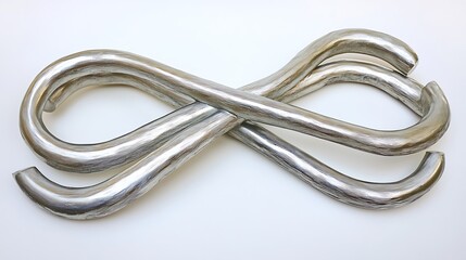 Naklejka premium Abstract Silver Sculpture Intertwined Curved Forms