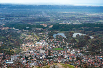 Kruja Mountains rough nature landscape with dark clouds near Kruje, Durres, Albania