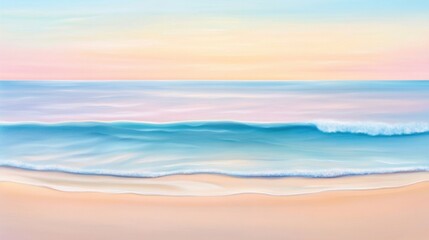 Fototapeta premium a serene view of gentle ocean waves rolling onto a sandy beach