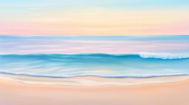 a serene view of gentle ocean waves rolling onto a sandy beach
