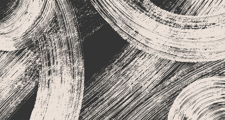 Spiral texture brush stroke. Grainy bold brush strokes texture with scattered tiny dots. Vector distress damaged edge old banner with spiral bold line. Art retro background.