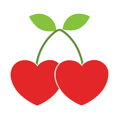 heart shape cherry fruits valintine day vector