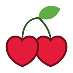 heart shape cherry fruits valintine day vector