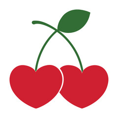 heart shape cherry fruits valintine day vector