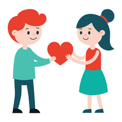 the boy is giving the girl a heart as a gift 