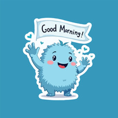 Good morning icon comic style steaker
