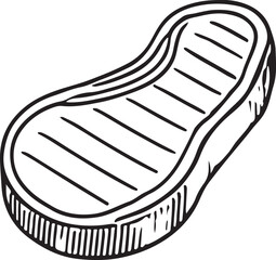 Steak Plate Minimalist Illustration. Line Drawing on White Background