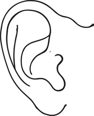 Ear Outline in Minimalist Style. Clean White Background