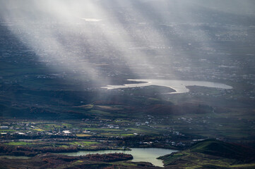 Kruja Mountains rough nature landscape with dark clouds near Kruje, Durres, Albania