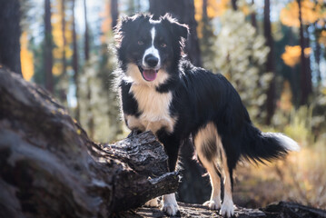 Border Collie Standing On A Tree