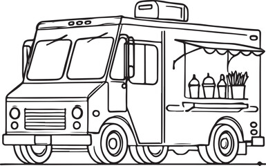 Creative Line Drawing of a Minimalist Food Truck
