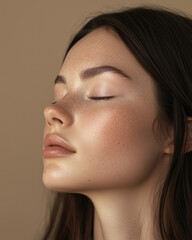 Fototapeta premium Closeup Portrait of a Beautiful Woman Model with Healthy, Glowing Skin Care