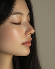 Fototapeta premium Closeup Portrait of a Beautiful Woman Model with Healthy, Glowing Skin Care