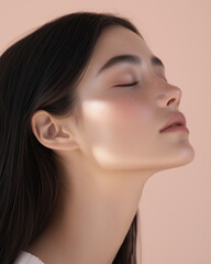 Fototapeta premium Closeup Portrait of a Beautiful Woman Model with Healthy, Glowing Skin Care