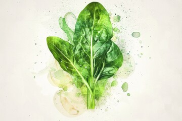 Watercolor spinach leaves art