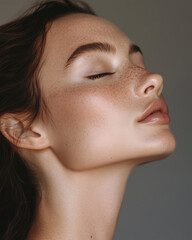 Closeup Portrait of a Beautiful Woman Model with Healthy, Glowing Skin Care