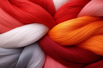 Abstract Colorful Yarn Texture Background Red Orange White Grey Threads