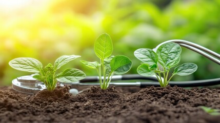Capturing healthy plants medical tools and natural lighting in greenhouse photography