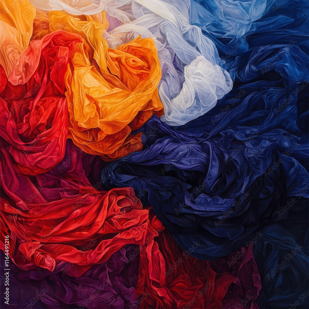 Aufkleber colorful draped fabrics creating abstract flow and texture