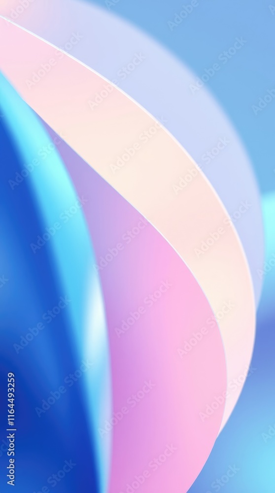 Poster soft pastel colors blend together in smooth curves, creating an abstract composition that evokes cal