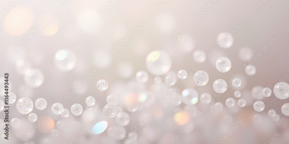 Poster delicate bubbles drift across a soft backdrop, capturing and reflecting gentle light, producing an e