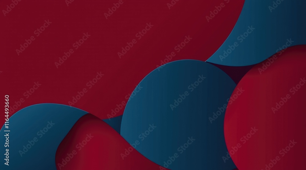 Aufkleber curved shapes in deep red and blue intertwine to form a visually striking backdrop. the smooth desig