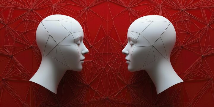 Long-distance relationships can thrive with creativity, vibrant red background enhances connection. - Powered by Adobe